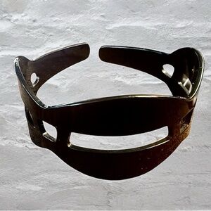1970’s Vintage Jet Black French Headband with Cutouts, Unique Hair Accessories